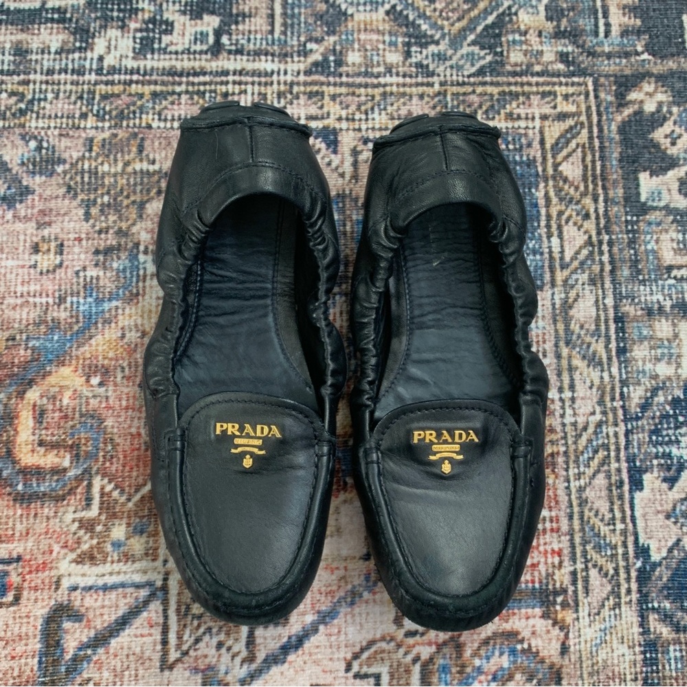 Prada Leather Logo Flats